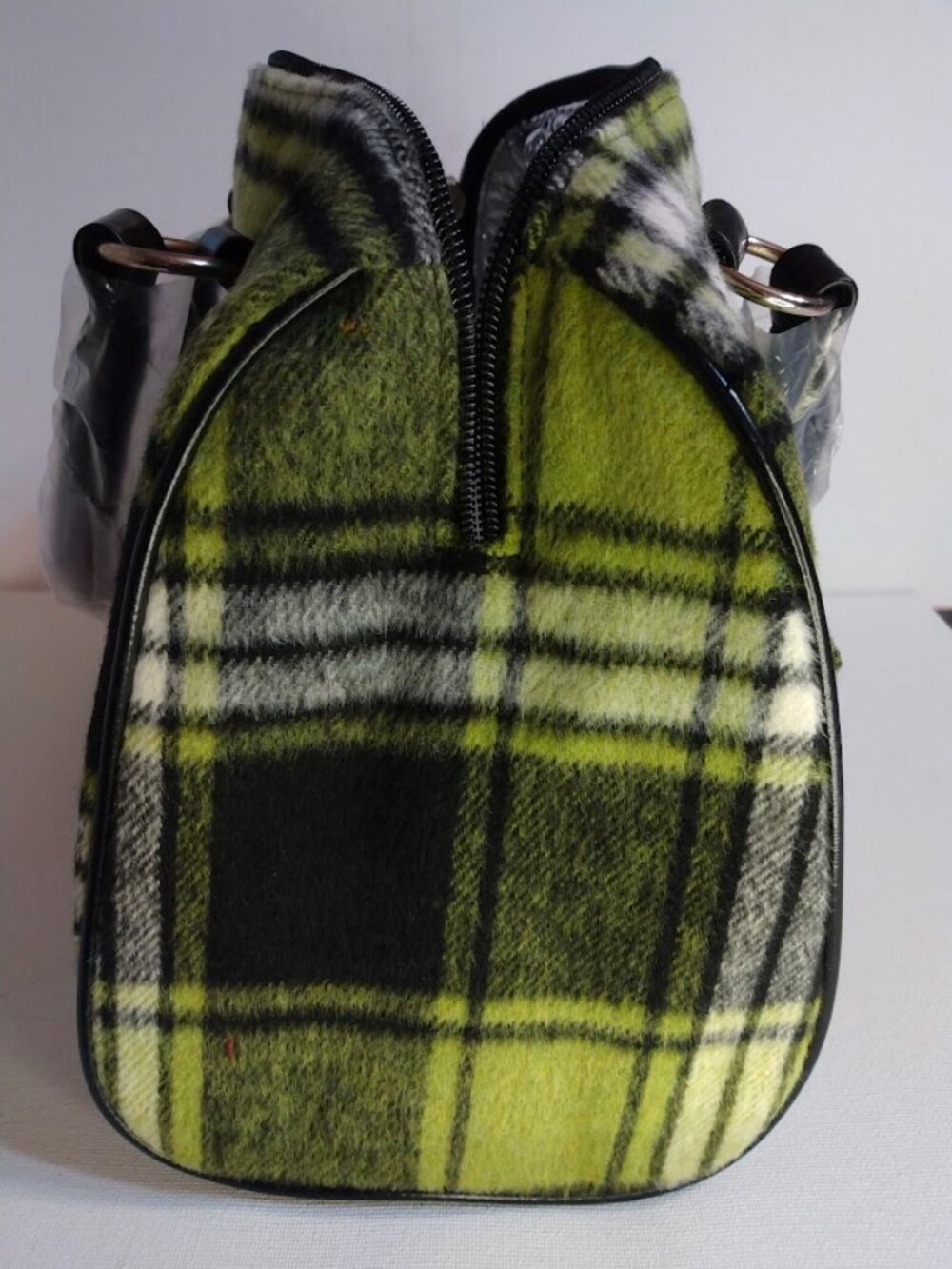SACHI Insulated Lunch Tote Bag Purse Plaid Green Black Flannel Top Handles NEW - Picture 4 of 9